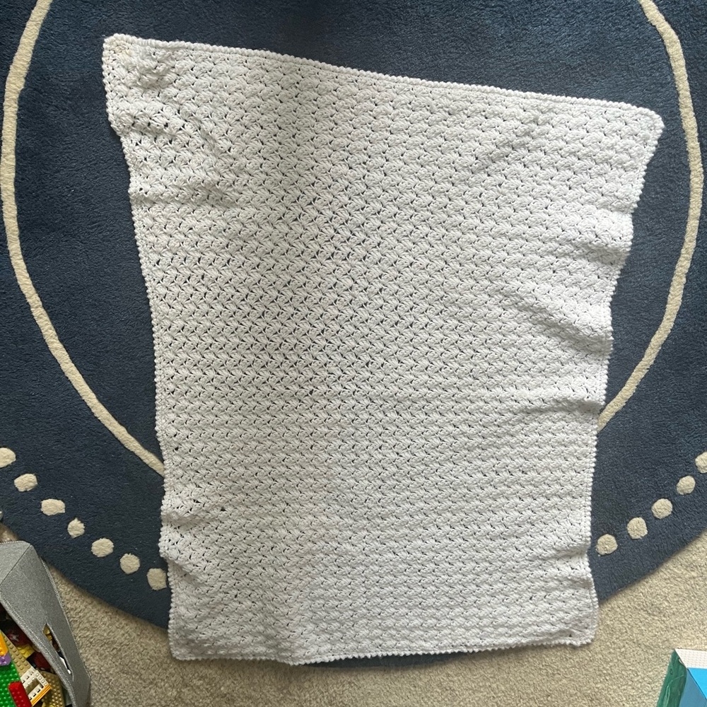Handmade White Crochet Baby Blanket
